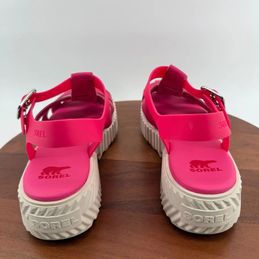 SOREL ONA Streetworks Fisherman Mid Gladiator Sandal  Pink Platform Women 12